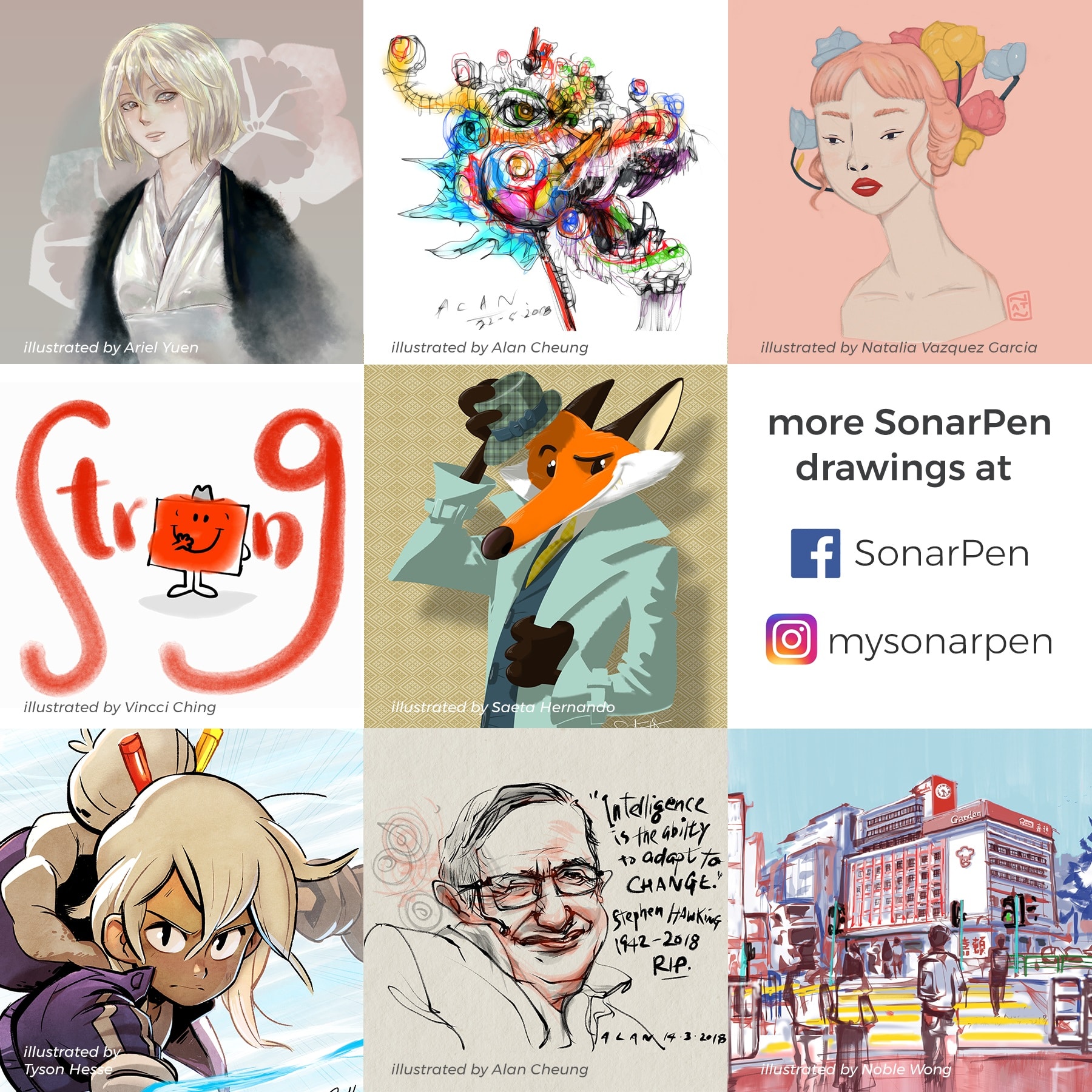 drawings by SonarPen on facebook and instagram
