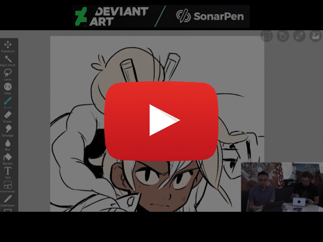 Tyson Hesse draws his character Diesel with SonarPen on an iPad at DeviantART