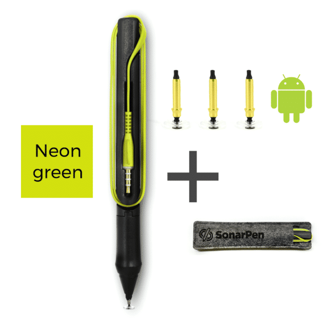 SonarPen + Pocket + Nib Set (optimized for Android) bundle - Neon Green