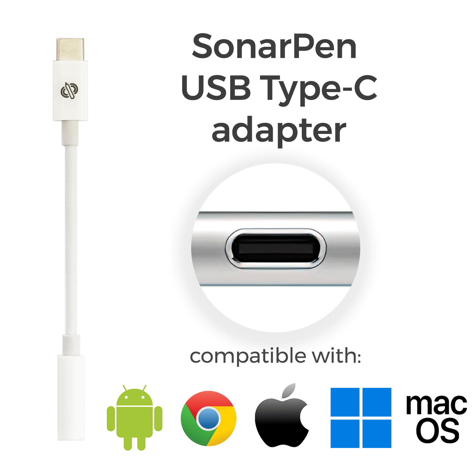 SonarPen USB Type-C adapter with windows mac logo