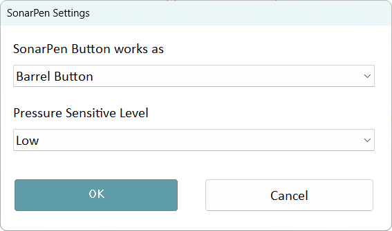 SonarPen Windows Driver Settings dialog
