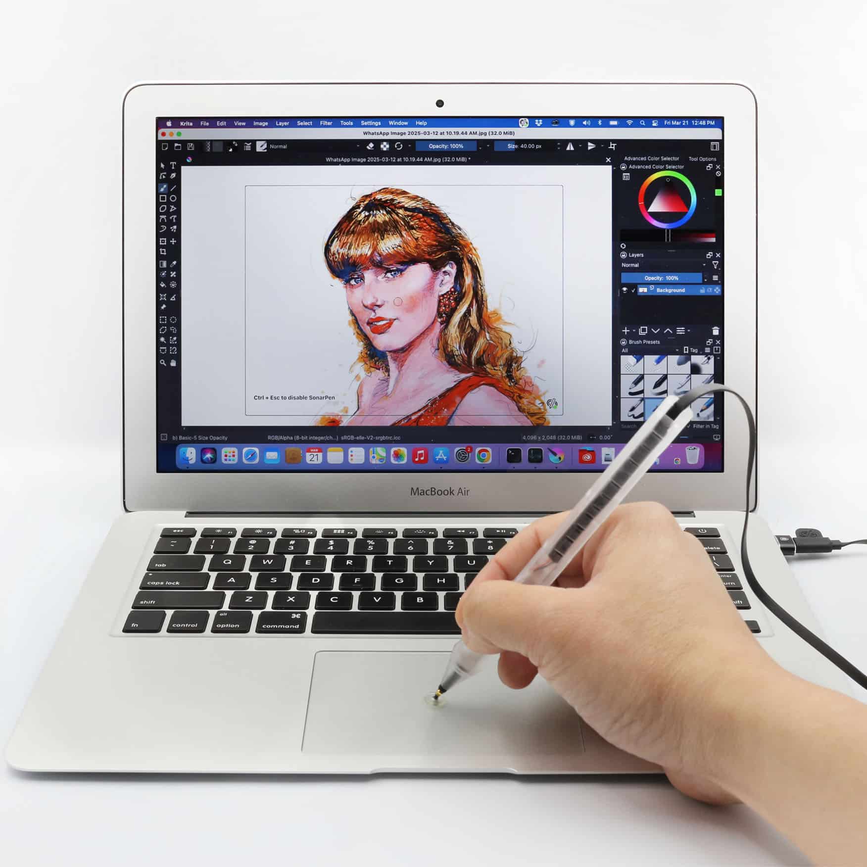 SonarPen drawing on MacBook Air square