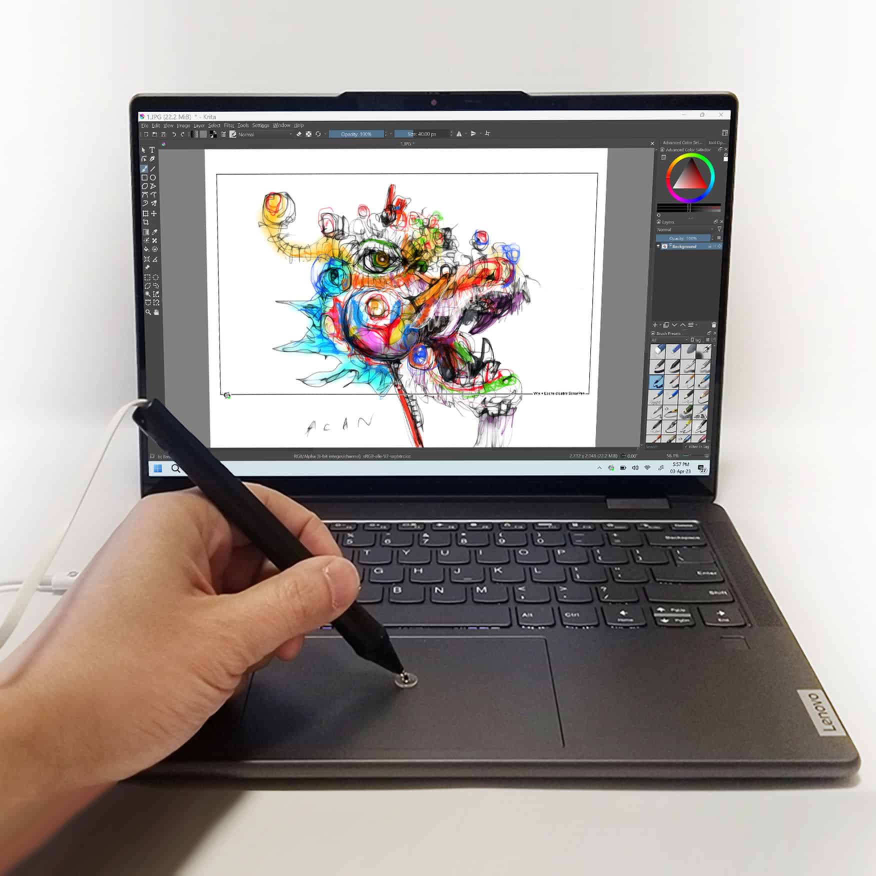 SonarPen drawing on Windows Notebook Touchpad