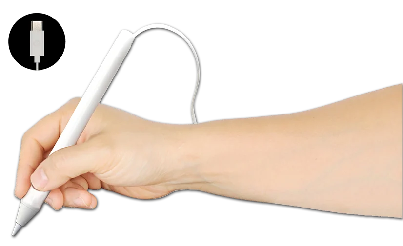 holding a SonarPen 2 with USB-C mm plug